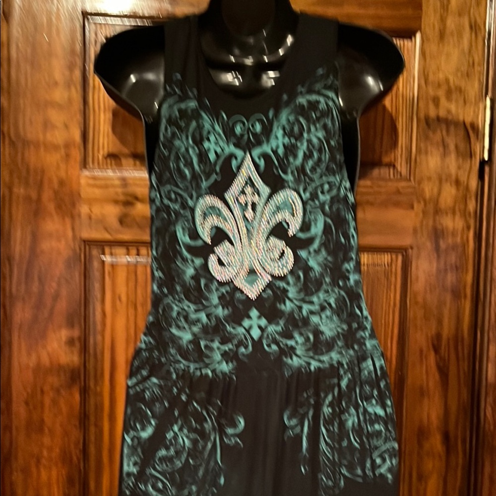 Vocal Black and Teal High-Low Dress - Picture 11 of 14